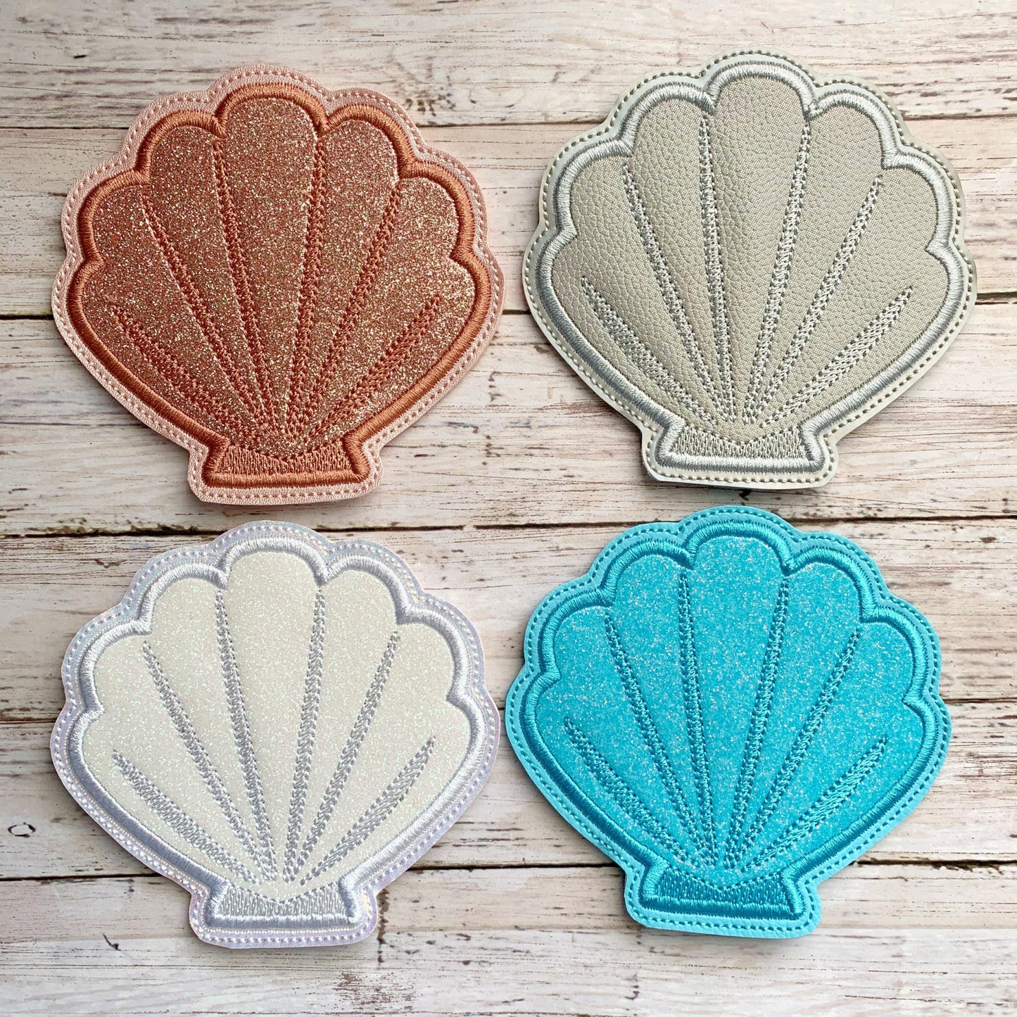 Applique Seashell Coaster 4x4 - DIGITAL Embroidery DESIGN
