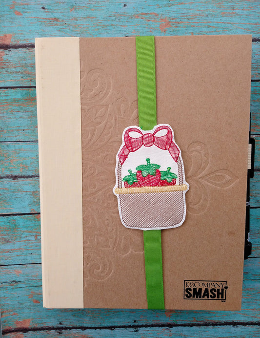 Strawberry Basket Book Band - Embroidery Design, Digital File