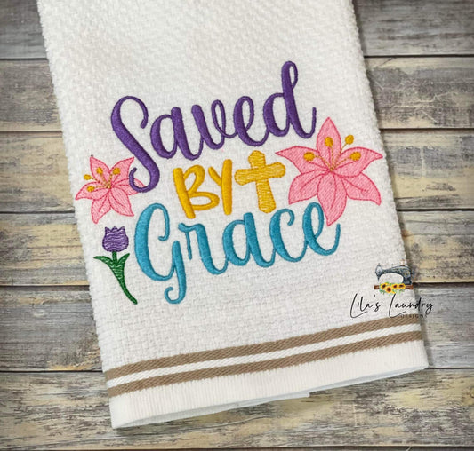 Saved By Grace - 3 sizes- Digital Embroidery Design