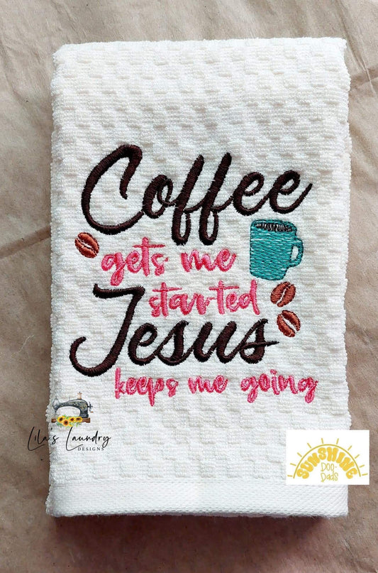 Coffee and Jesus - 3 sizes- Digital Embroidery Design