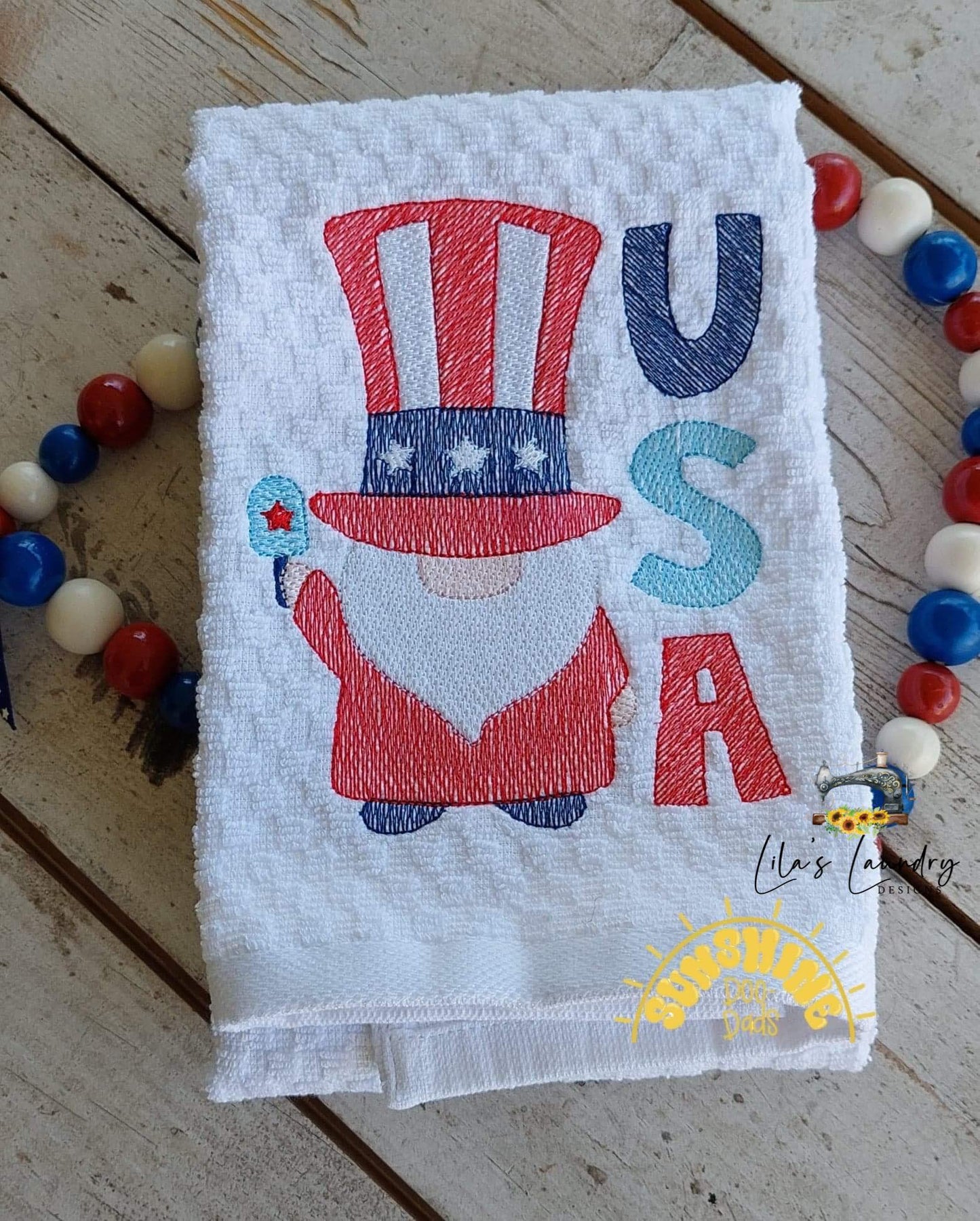 USA Gnome - 3 sizes- Digital Embroidery Design