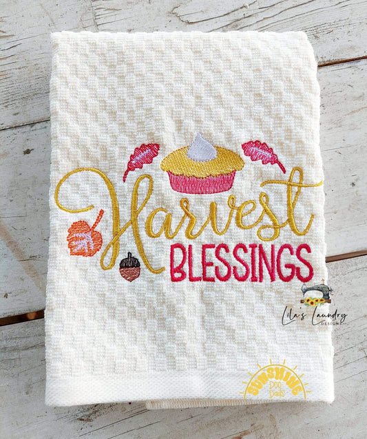 Harvest Blessings Pie - 3 sizes- Digital Embroidery Design