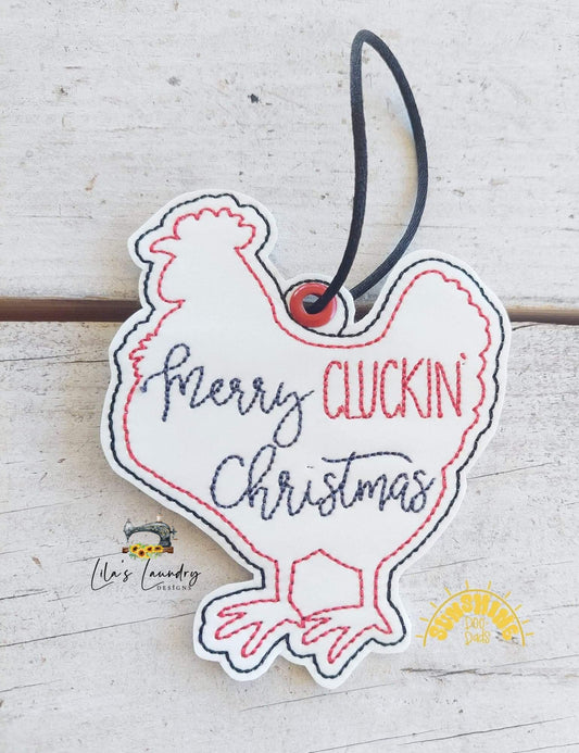 Cluckin Christmas Ornament - Digital Embroidery Design