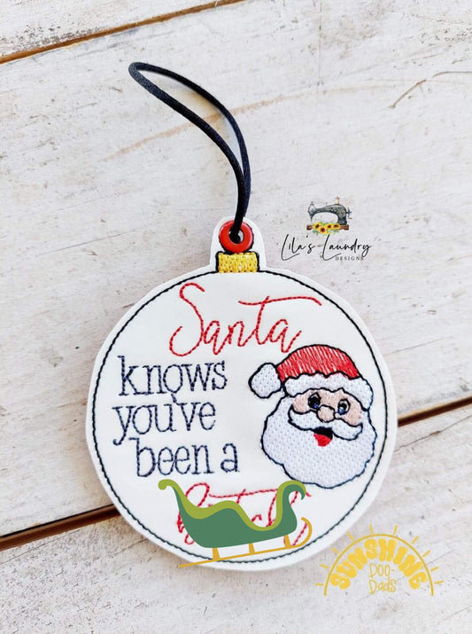 Santa Knows Ornament - Digital Embroidery Design