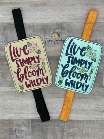 Live Simply Bloom Wildly Book Band - Embroidery Design, Digital File