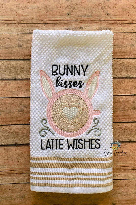 Bunny Kisses Latte Wishes Sketch - 3 sizes- Digital Embroidery Design