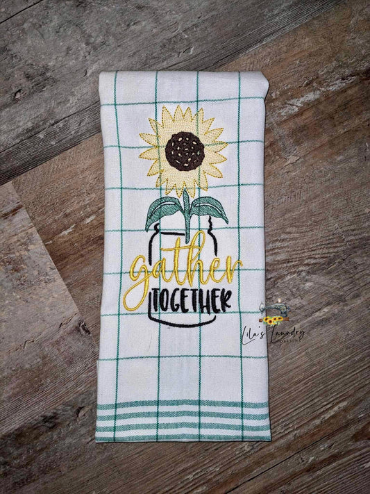Gather Together Sunflower - 3 sizes- Digital Embroidery Design