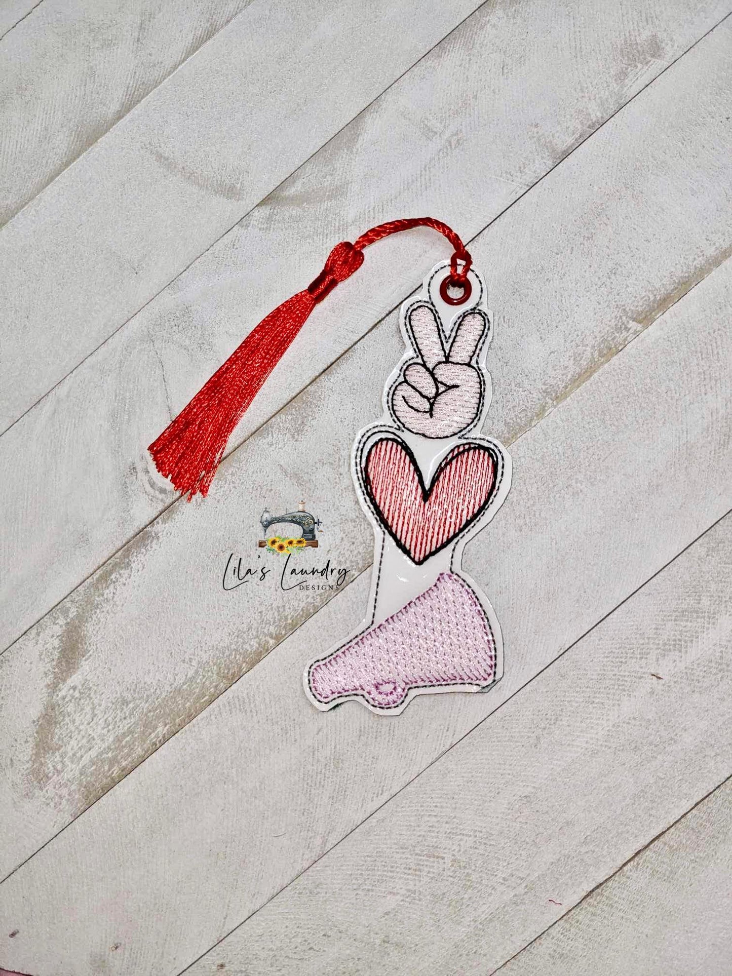 Peace Love Cheer Bookmark - Digital Embroidery Design
