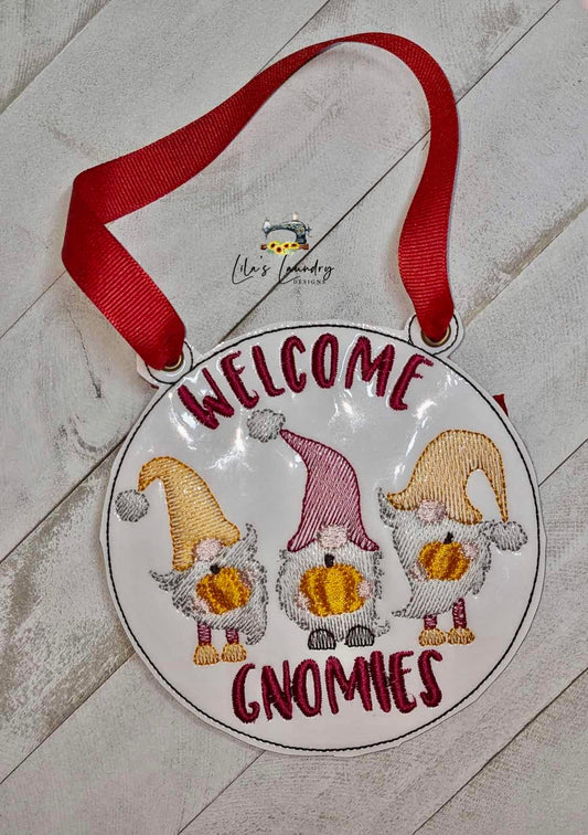 Welcome Gnomies Door Sign - 3 sizes - Digital Embroidery Design