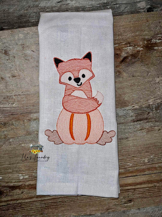 Fox Pumpkin Sketch - 3 sizes- Digital Embroidery Design