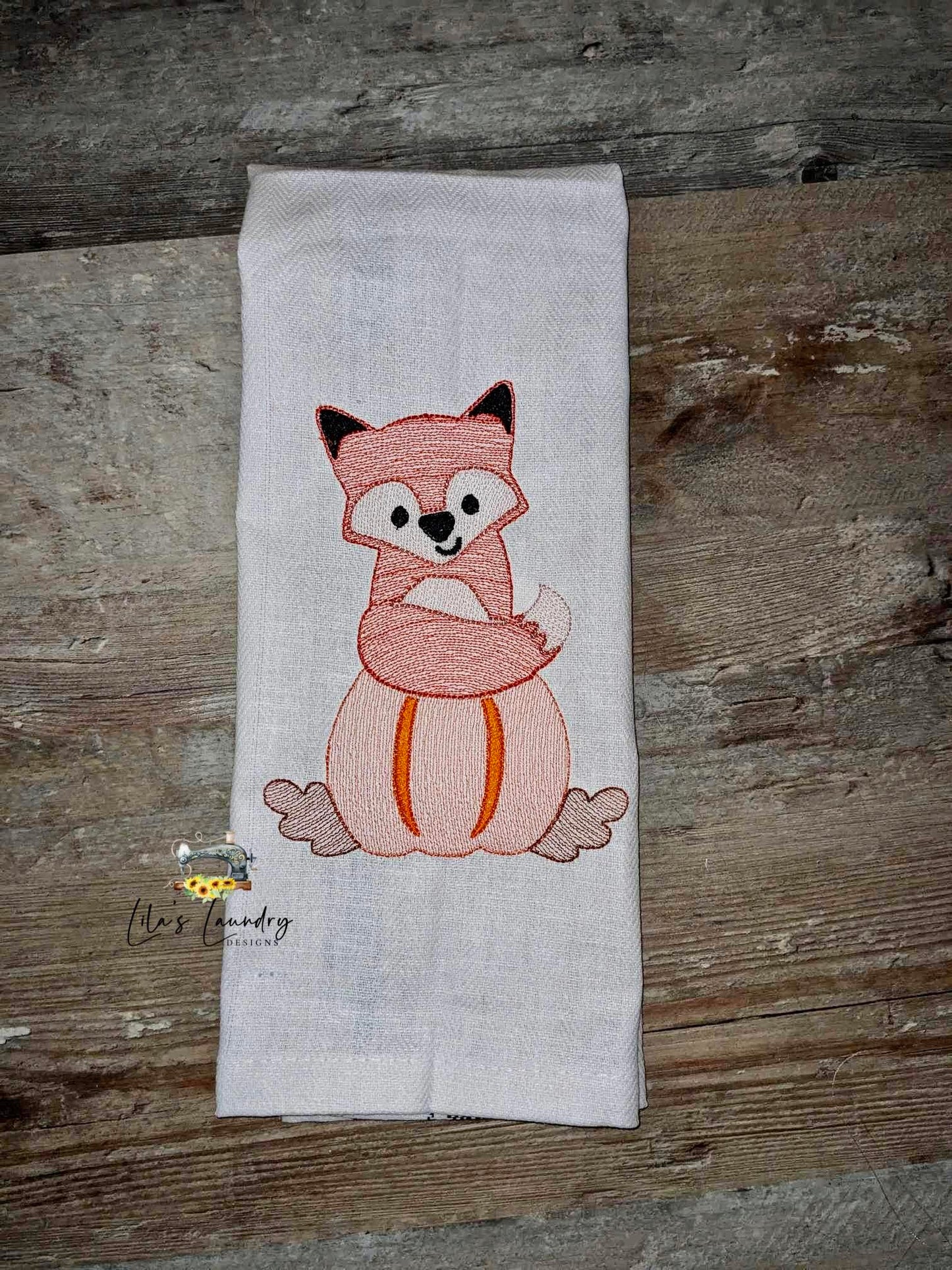 Fox Pumpkin Sketch - 3 sizes- Digital Embroidery Design