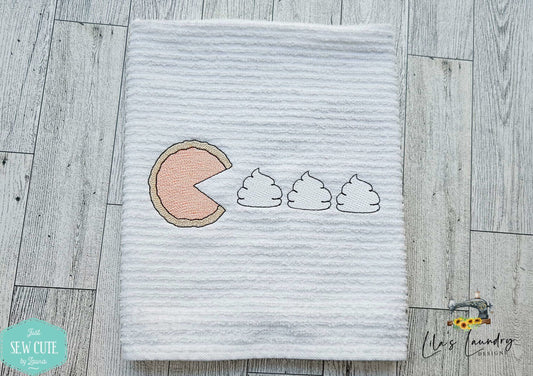 Pie Pac Man Sketch - 4 sizes- Digital Embroidery Design