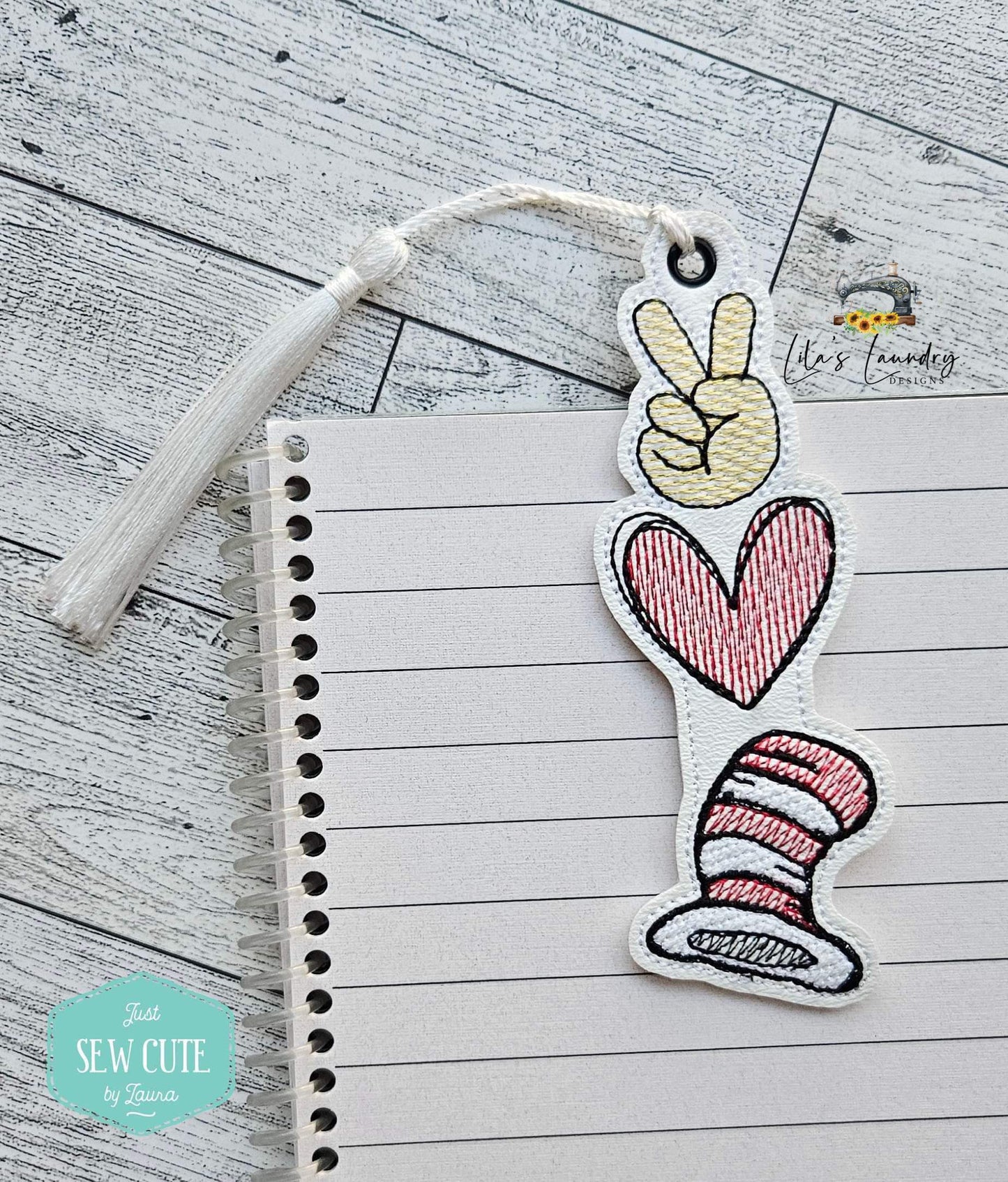 Peace Love Seuss Hat Bookmark - Digital Embroidery Design