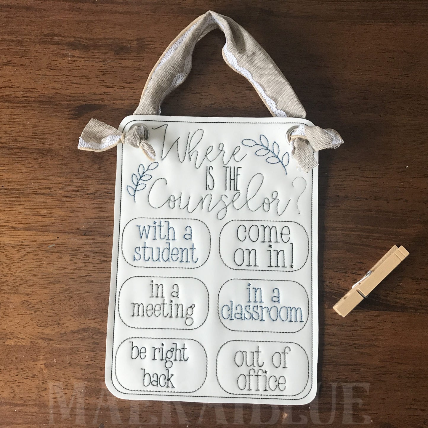 Counselor Door Hanger - 3 sizes - Digital Embroidery Design