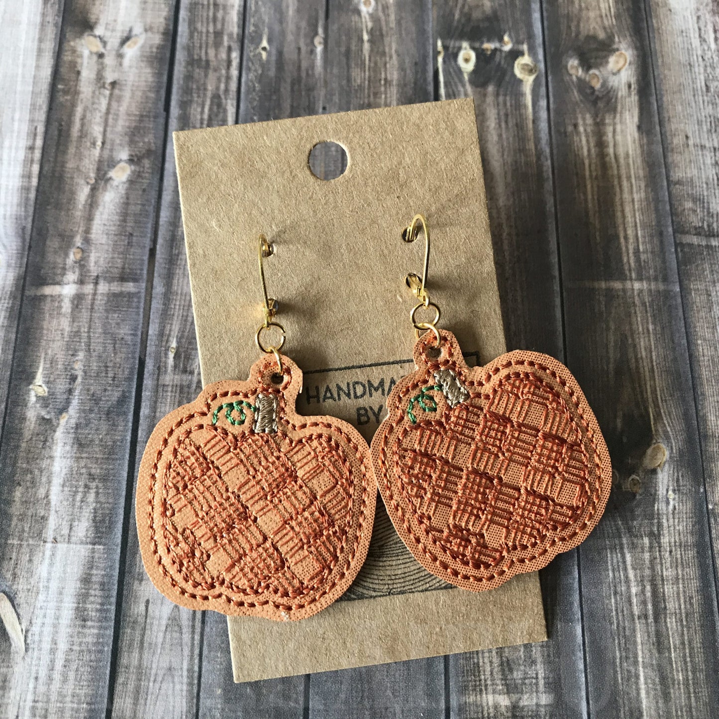 Plaid Pumpkin Earrings - 2 sizes - Digital Embroidery Design