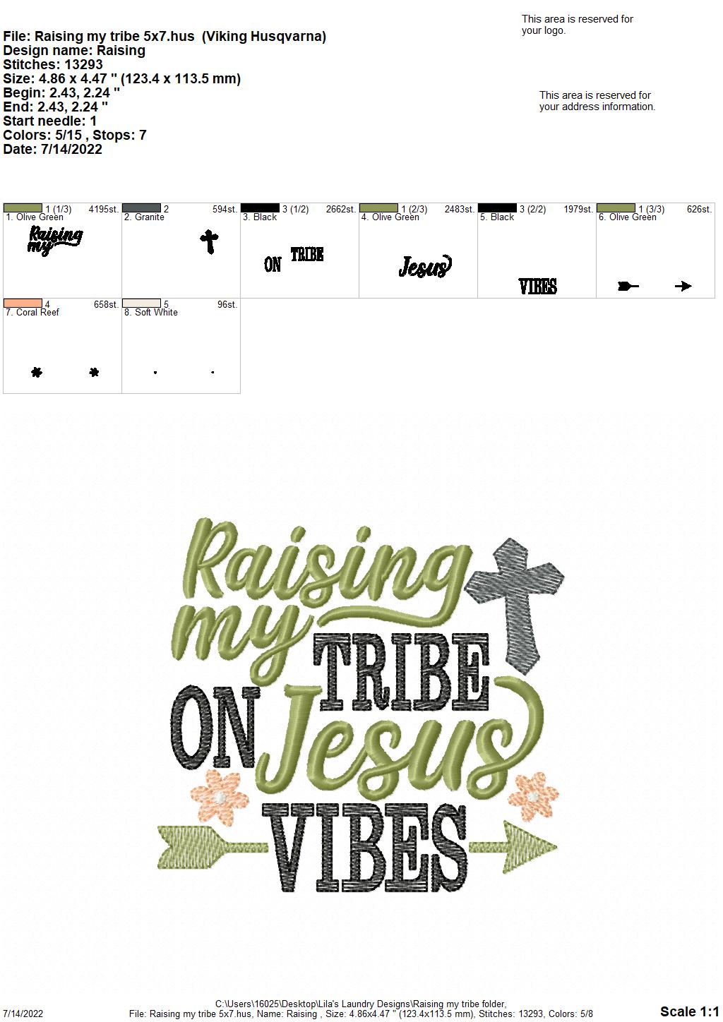 Raising My Tribe - 3 sizes- Digital Embroidery Design