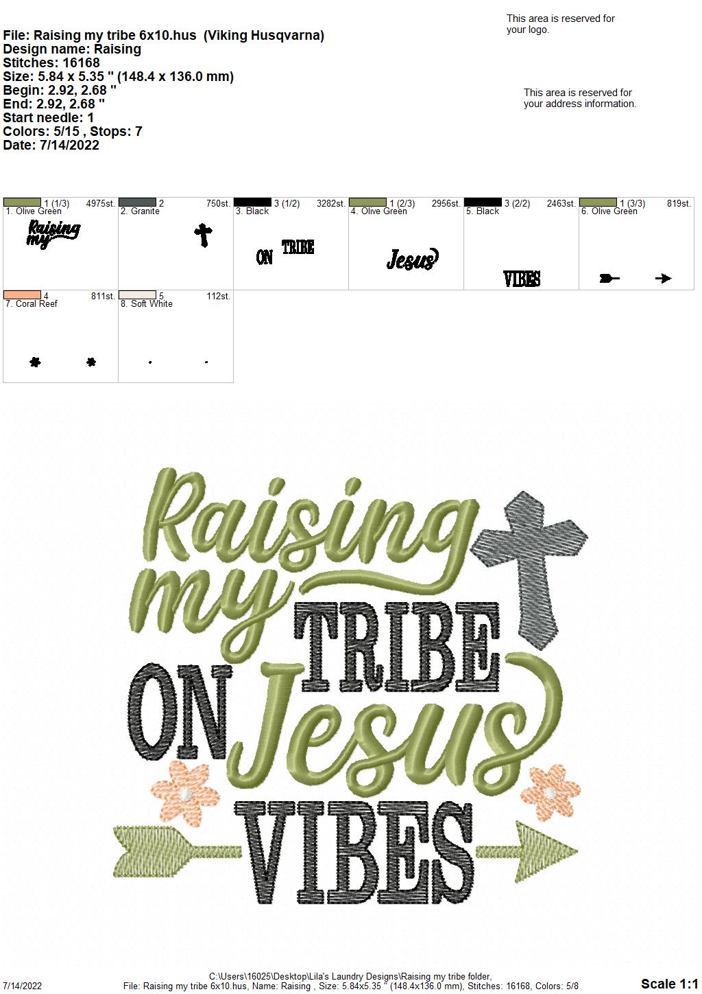 Raising My Tribe - 3 sizes- Digital Embroidery Design