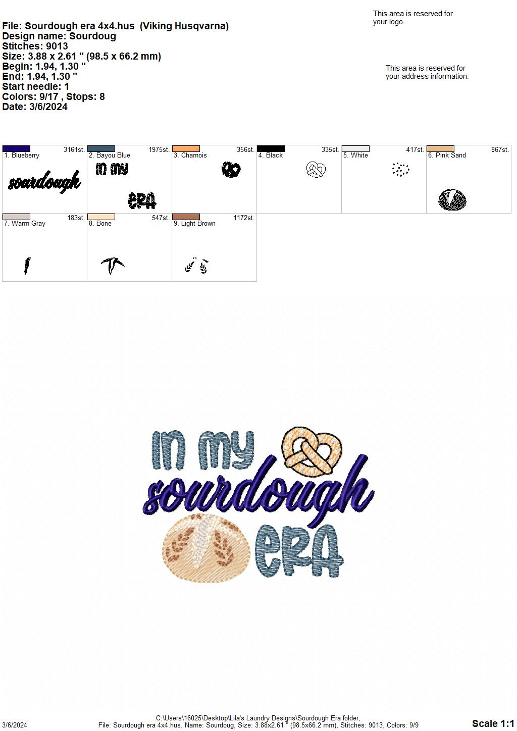Sourdough Era - 4 Sizes - Digital Embroidery Design