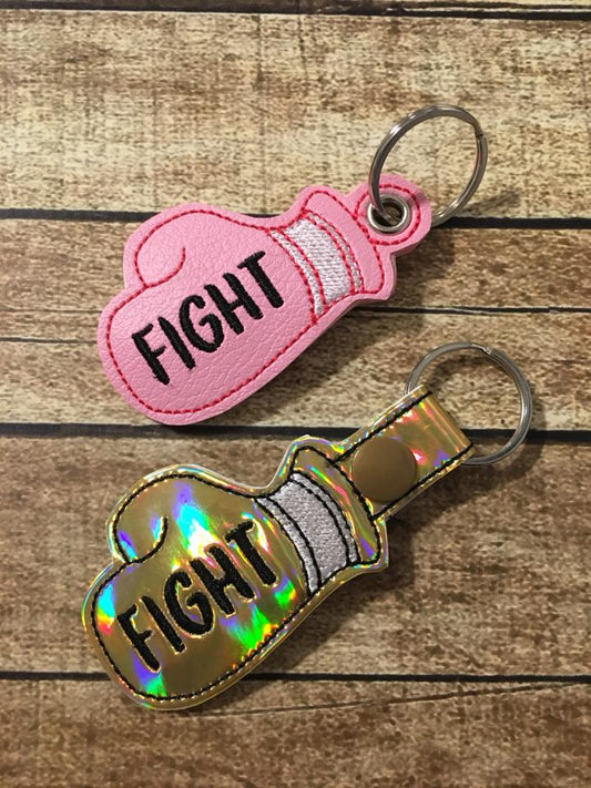 Fight Boxing Glove Cancer Awareness fobs - Digital Embroidery Design