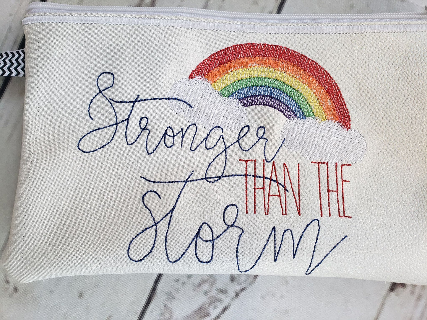 Stronger than the storm Zipper Bag - 3 sizes - Digital Embroidery Design