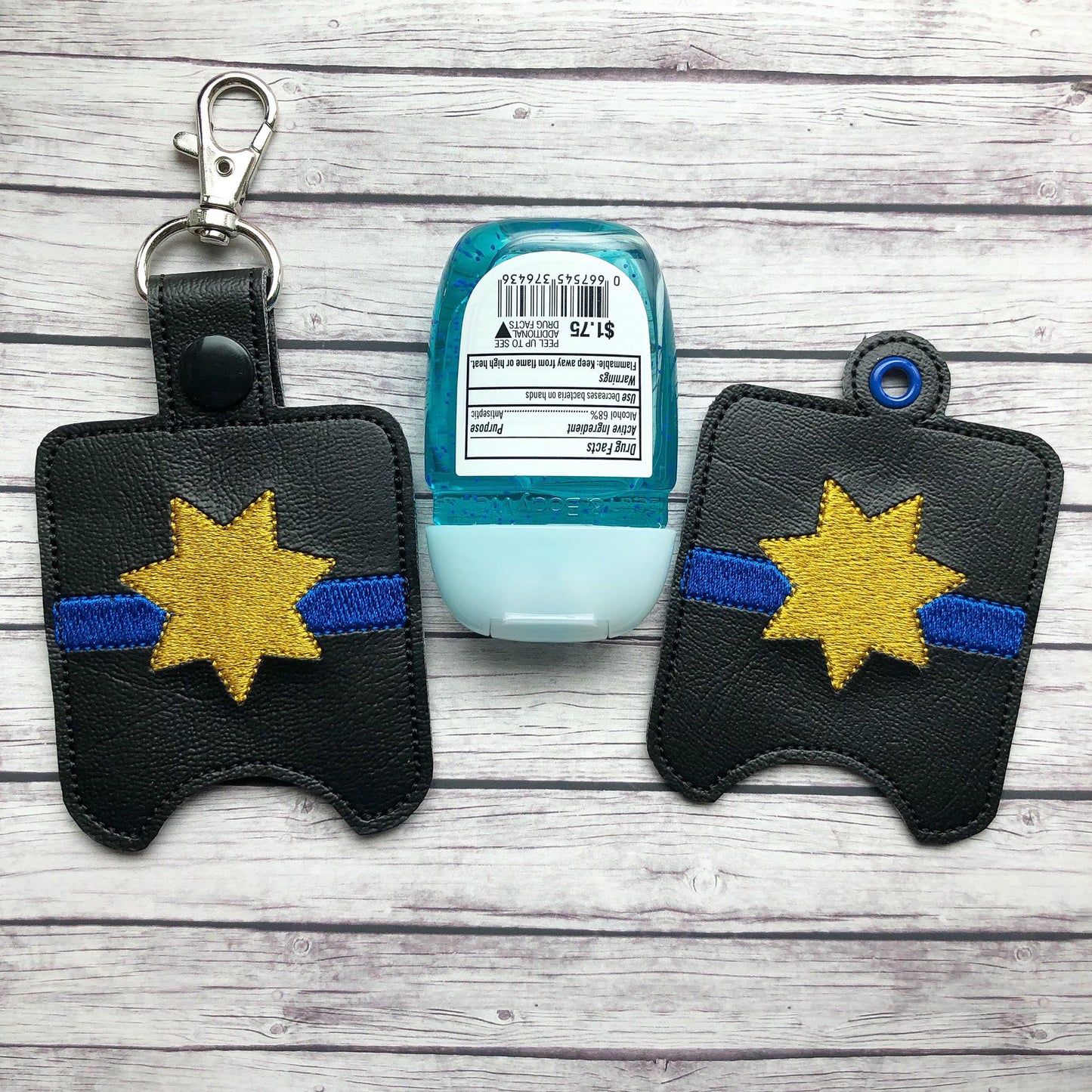 7 Point Blue Line Badge Sanitizer Holders - DIGITAL Embroidery DESIGN