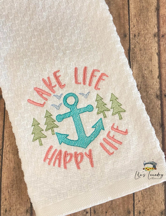 Lake Life Happy Life - 4 Sizes - Digital Embroidery Design