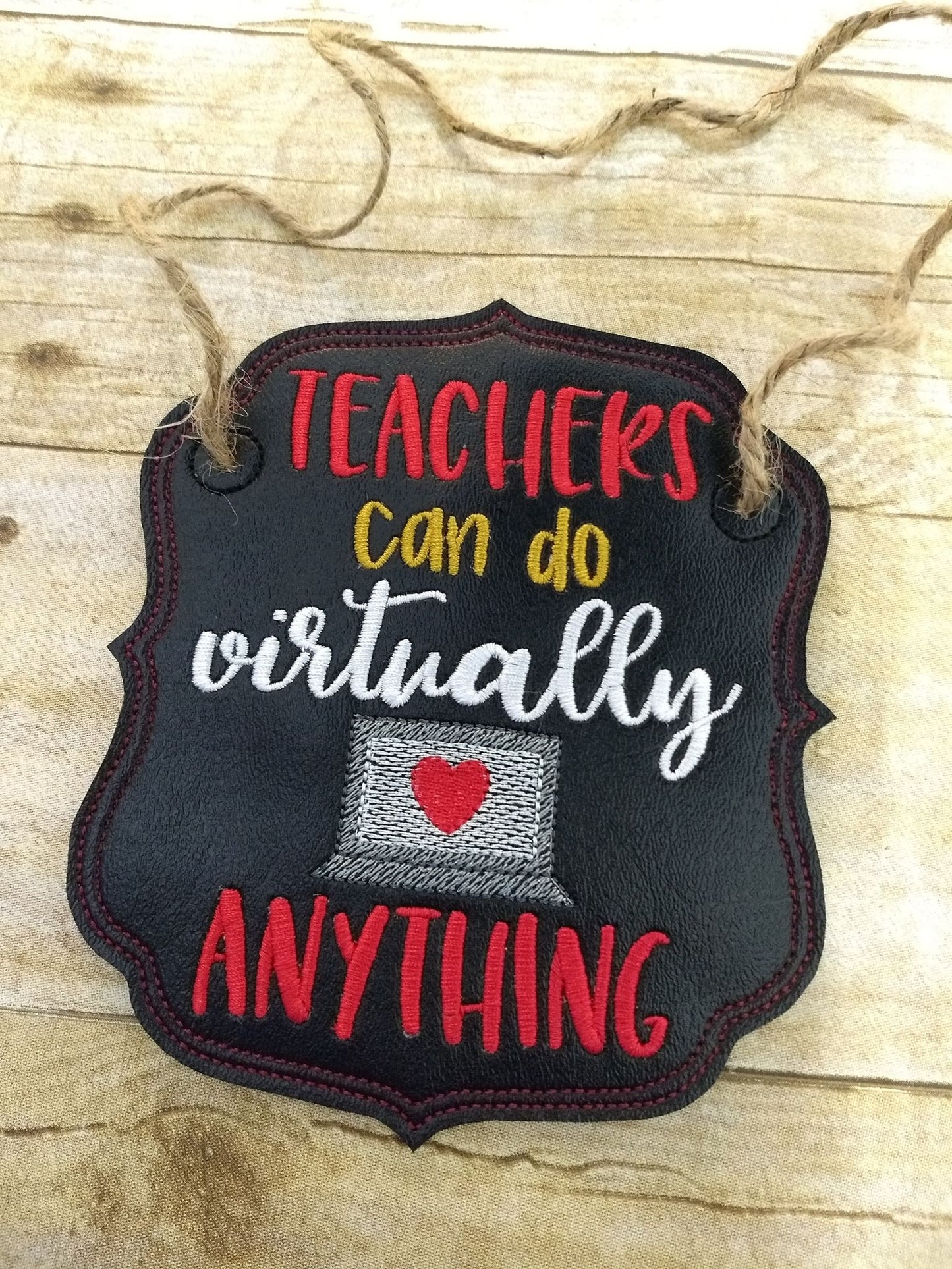 Virtual Teacher Door Hanger - 3 sizes - Digital Embroidery Design