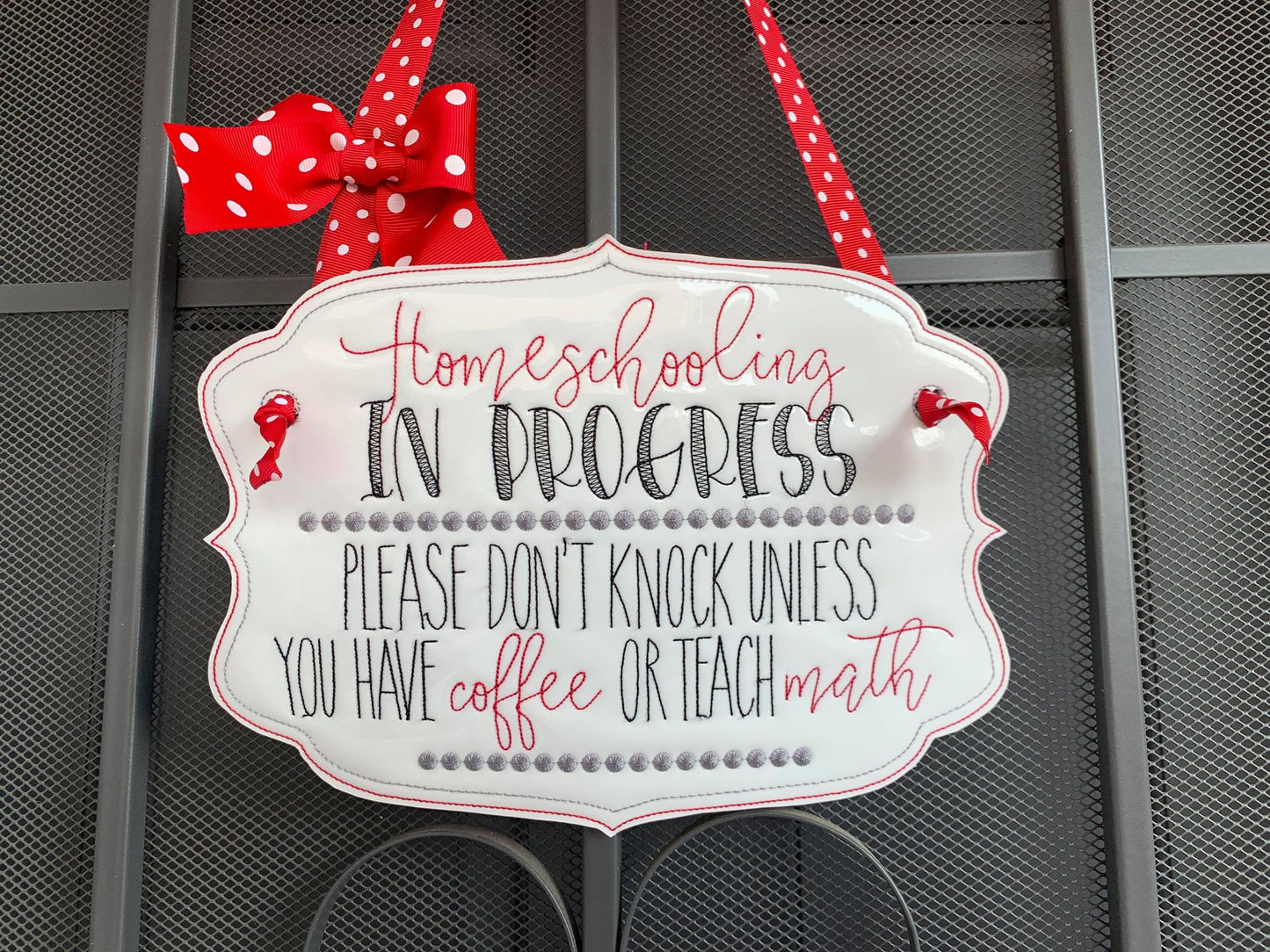 Homeschooling Door Hanger - 3 sizes - Digital Embroidery Design