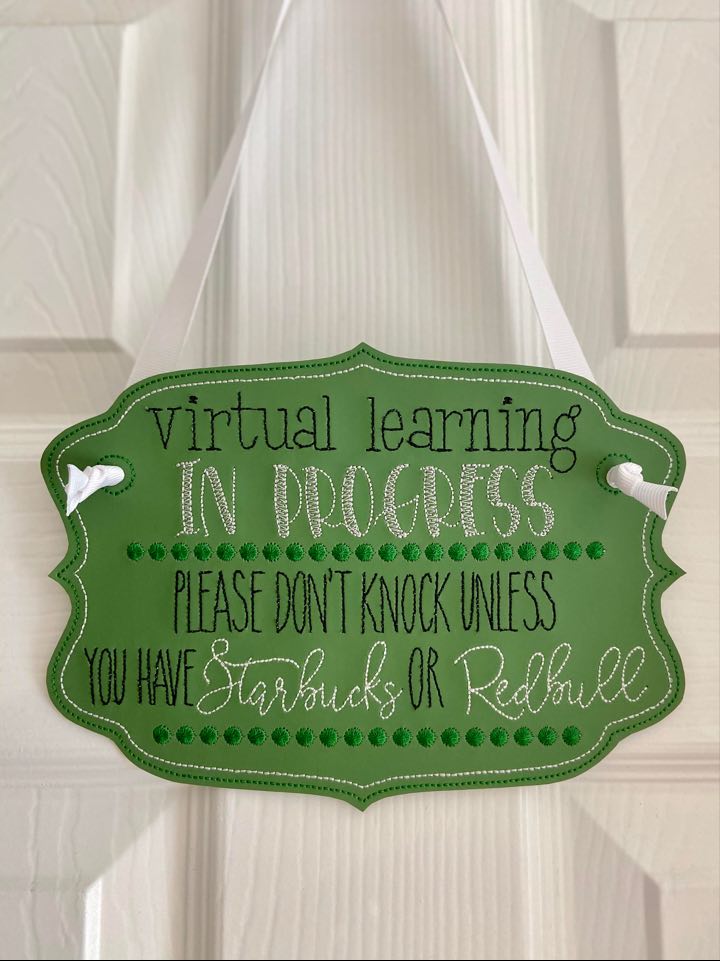 Virtual Learning Starbucks Redbull Door Hanger - 3 sizes - Digital Embroidery Design