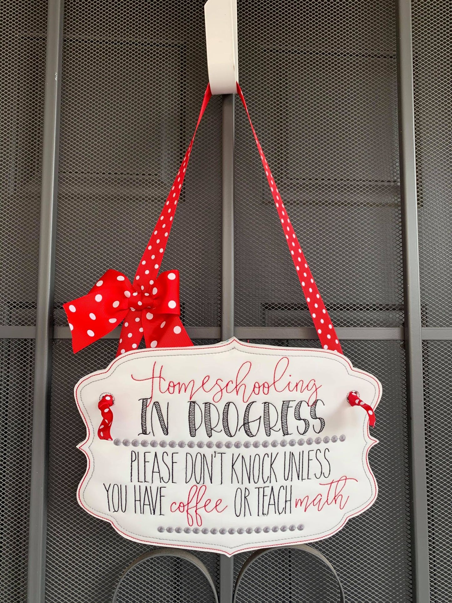 Homeschooling Door Hanger - 3 sizes - Digital Embroidery Design