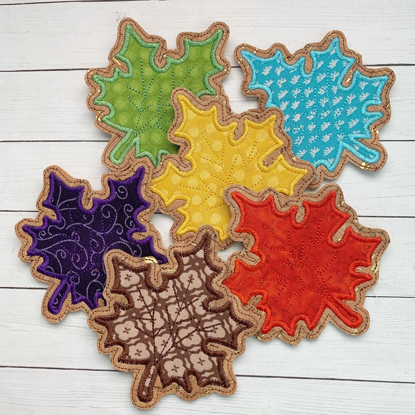Leaf Applique Coaster  4x4 - DIGITAL Embroidery DESIGN