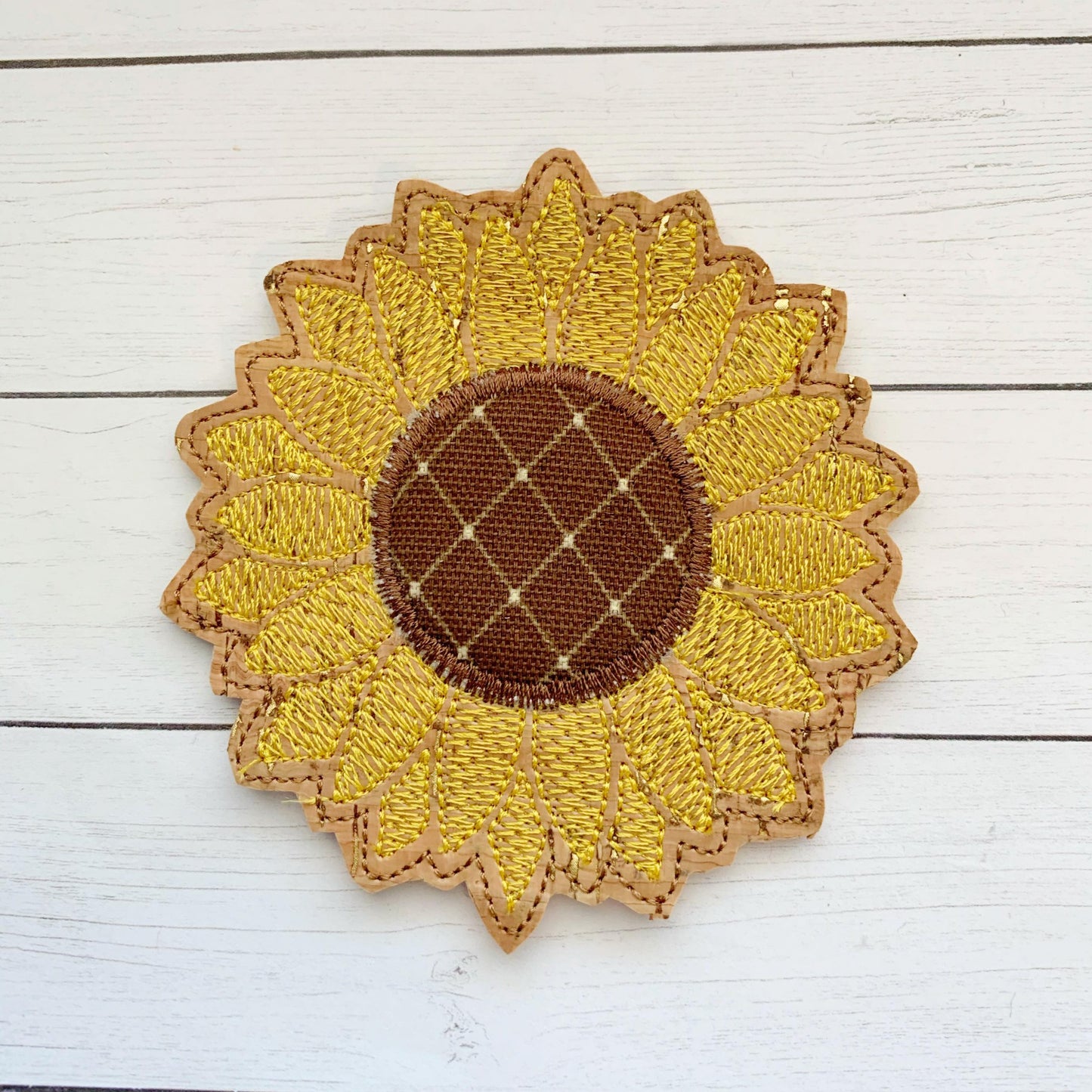 Sunflower Applique Coaster 4x4 - DIGITAL Embroidery DESIGN