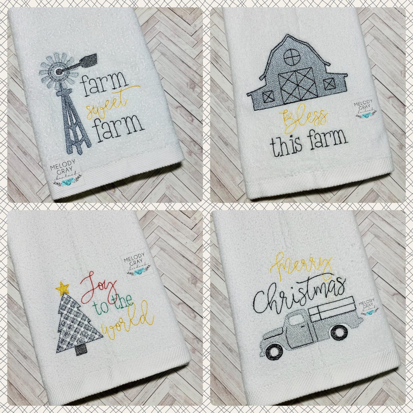 Farmhouse Christmas Towel Set - 2 Sizes - Digital Embroidery Design