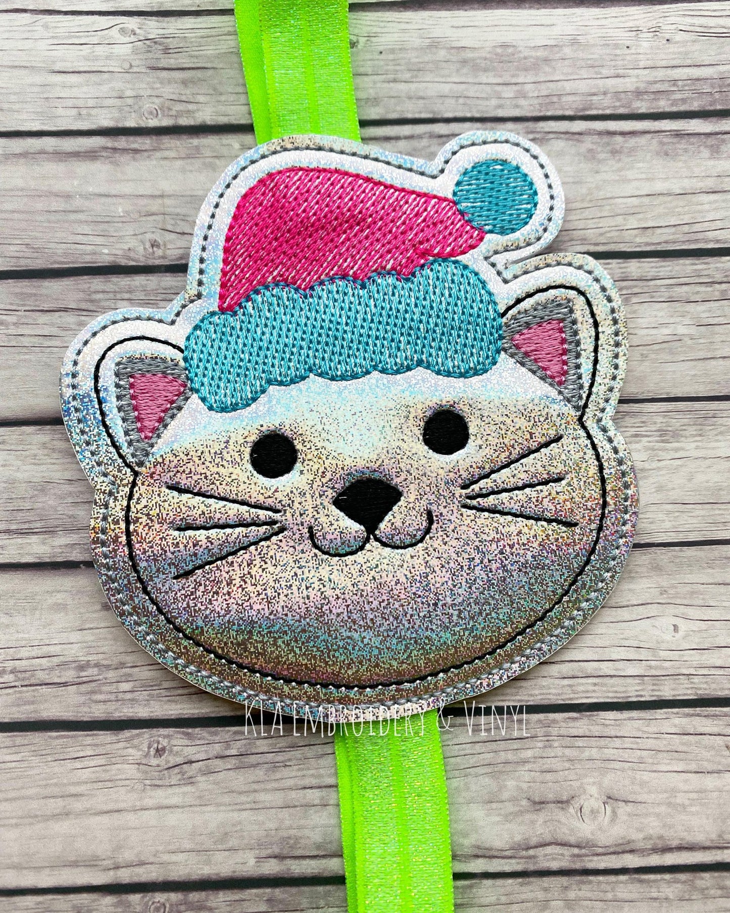 Christmas Cat - Book Band - Embroidery Design, Digital File