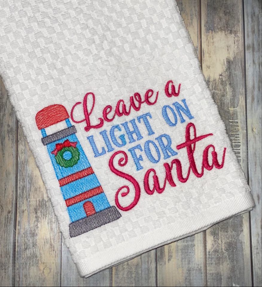 Leave A Light on for Santa - 2 sizes - Digital Embroidery Design