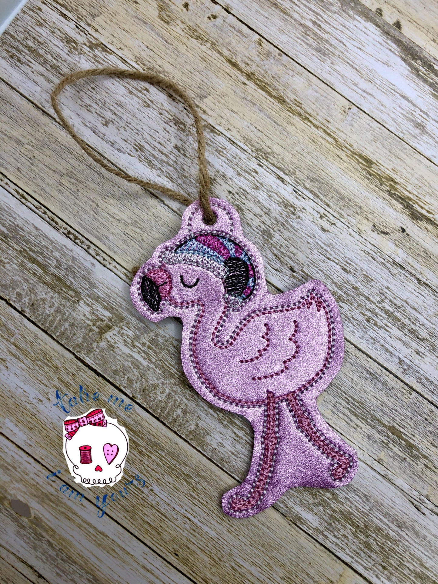 Sleepy Flamingo Ornament - Digital Embroidery Design