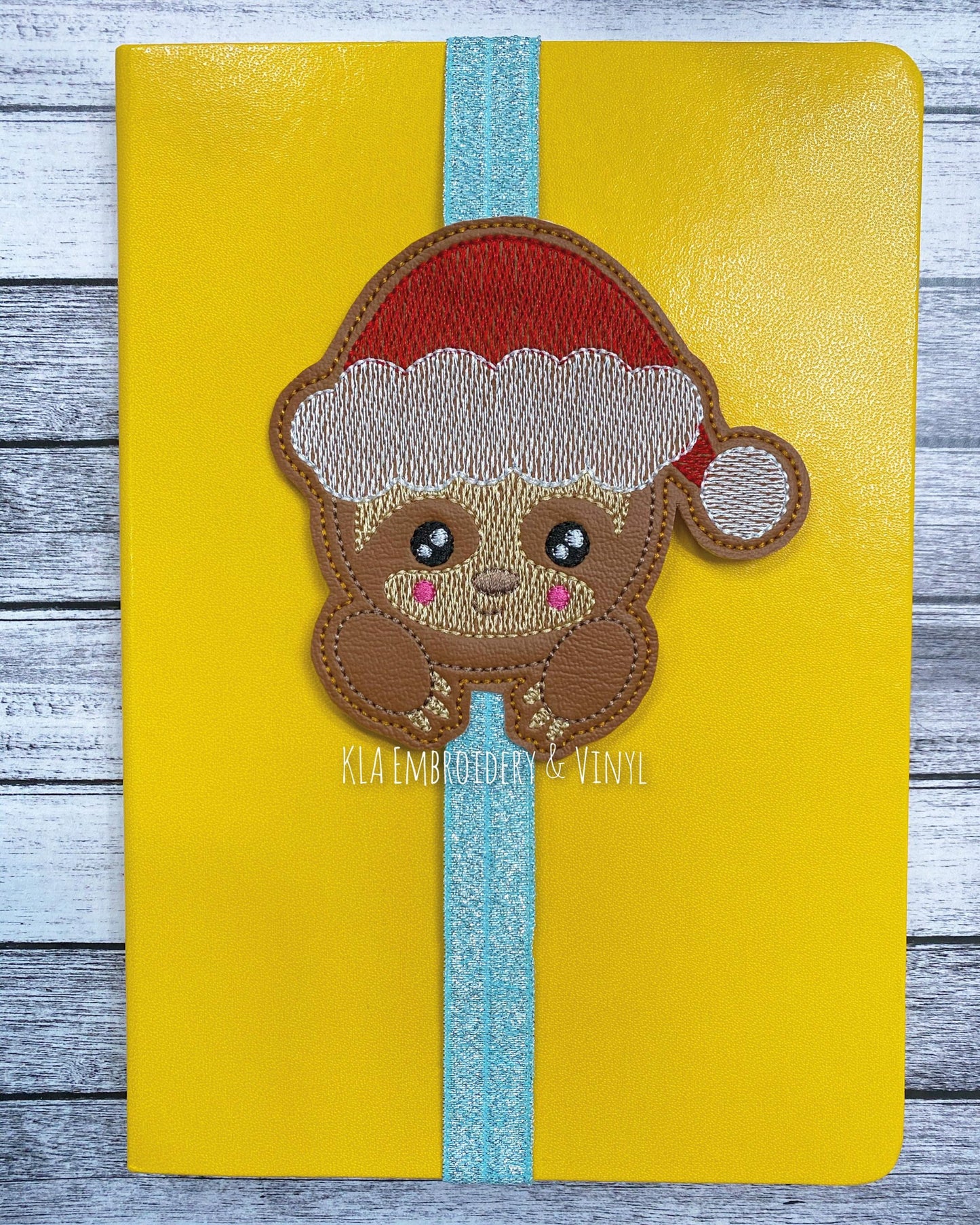 Santa Sloth - Book Band - Embroidery Design, Digital File