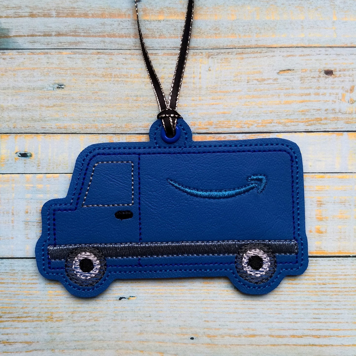 Blue Delivery Truck Ornament - Digital Embroidery Design