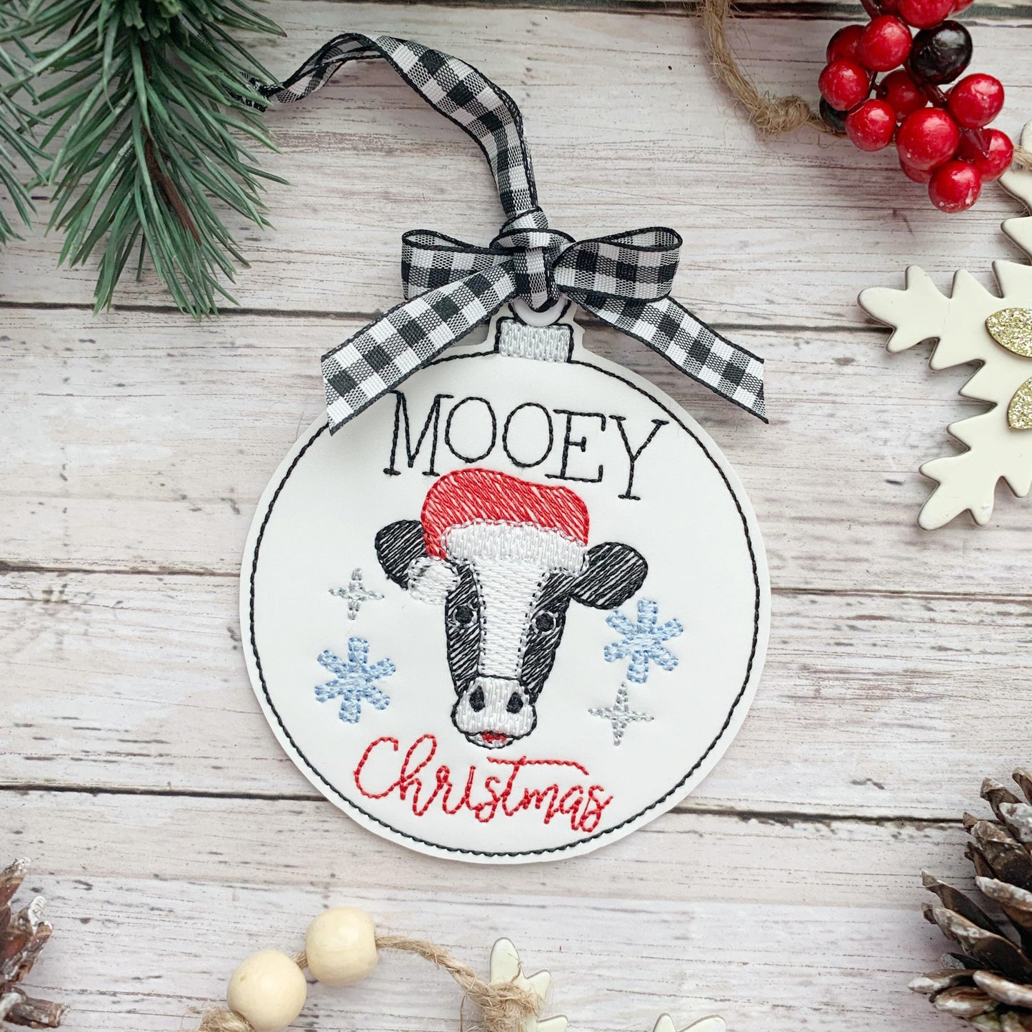 Mooey Christmas Ornament - Digital Embroidery Design