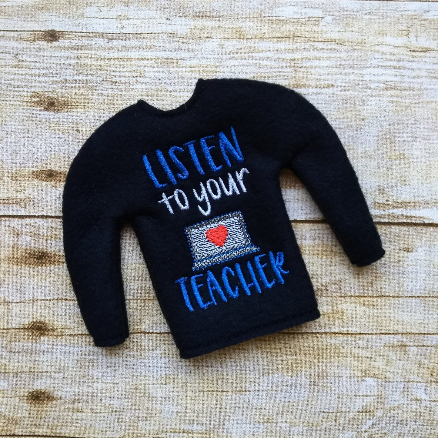 Listen To your Teacher Doll Sweater 5x7 - Digital Embroidery Design