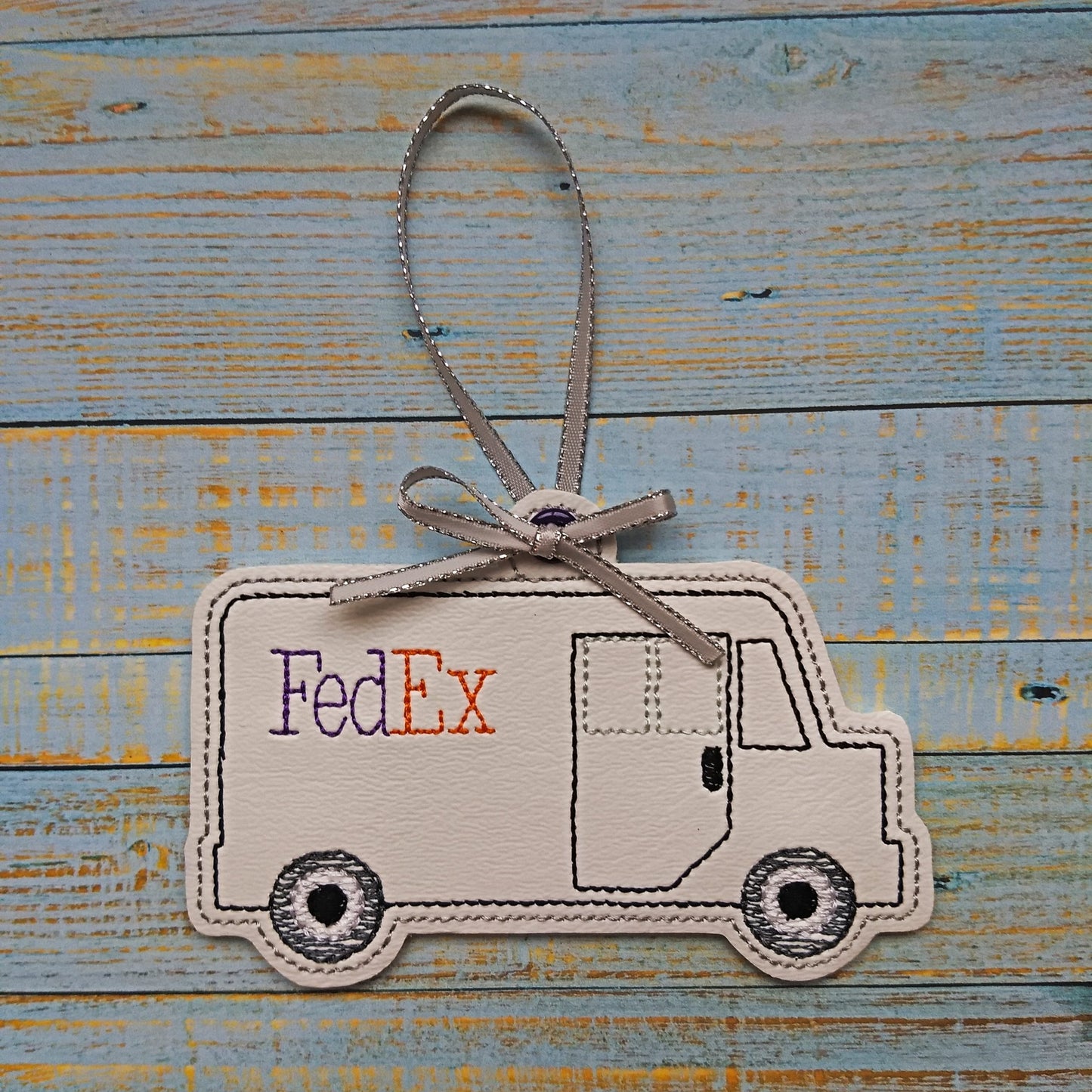 White Delivery Truck Ornament - Digital Embroidery Design