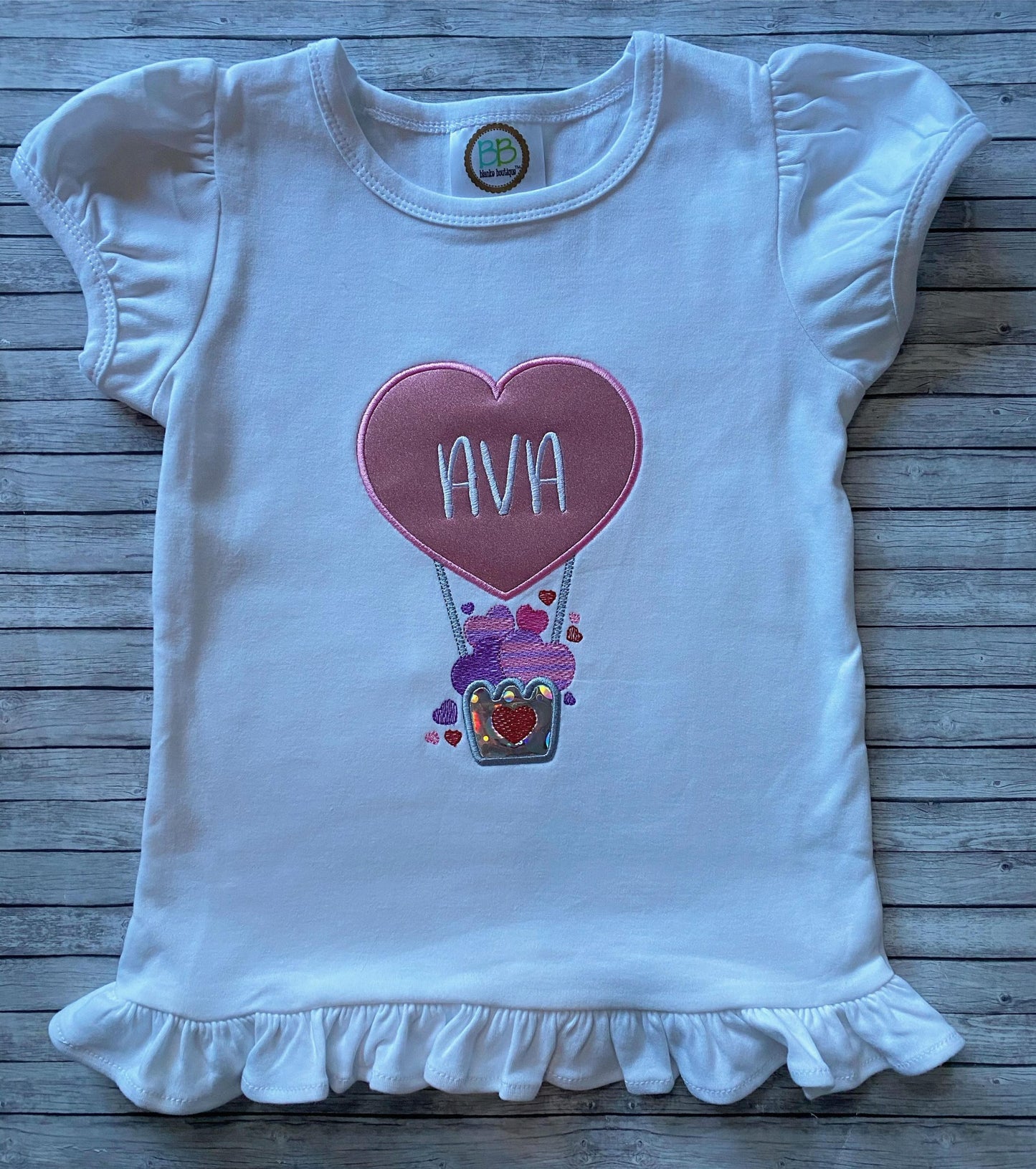 Heart Air Balloon Applique - 3 sizes- Digital Embroidery Design