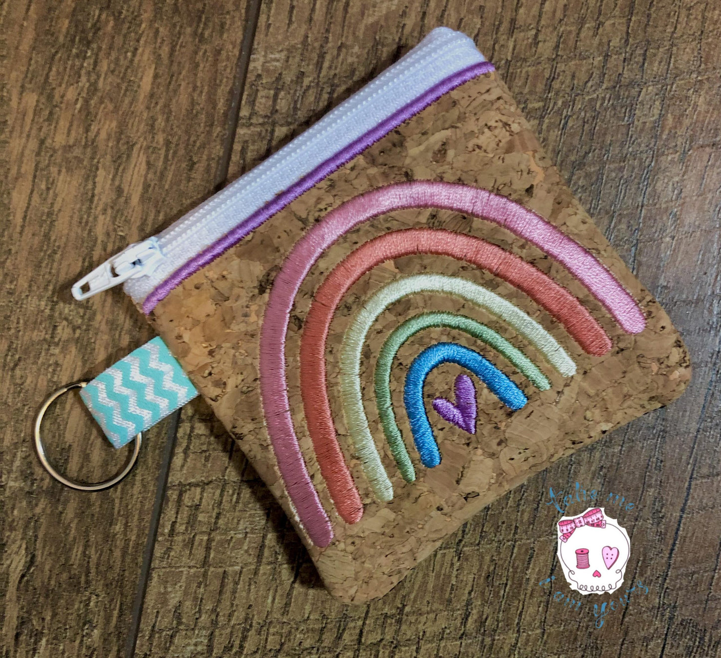 Boho Rainbow Heart Zipper Bag - 3 sizes - Digital Embroidery Design