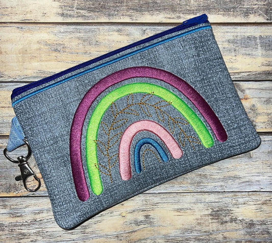 Boho Rainbow Zipper Bag - 3 sizes - Digital Embroidery Design