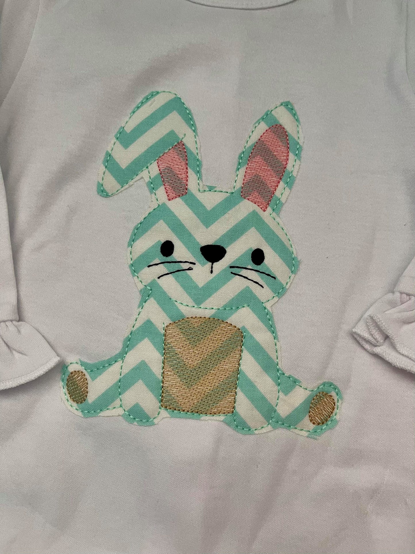 Bean Stitch Bunny Applique - 4 sizes- Digital Embroidery Design