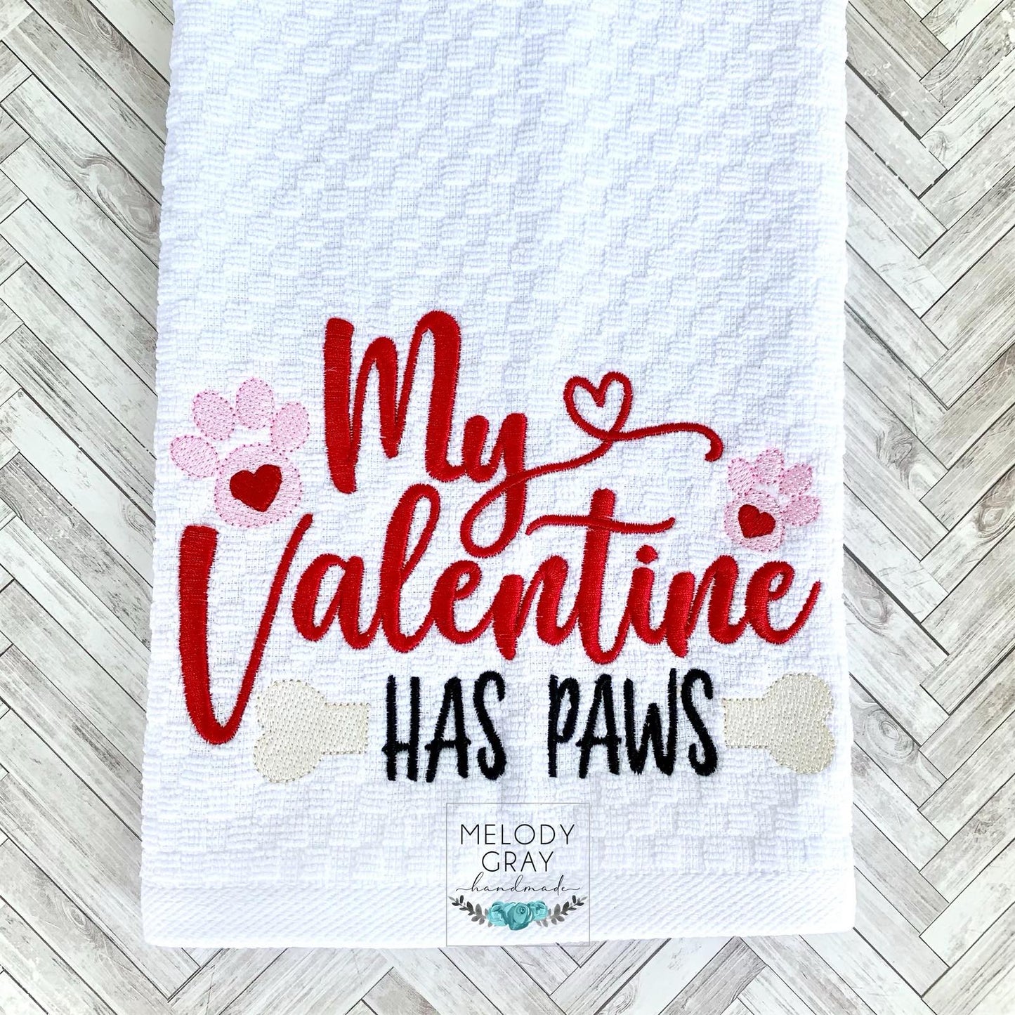 My Valentine Has Paws- 2 sizes- Digital Embroidery Design
