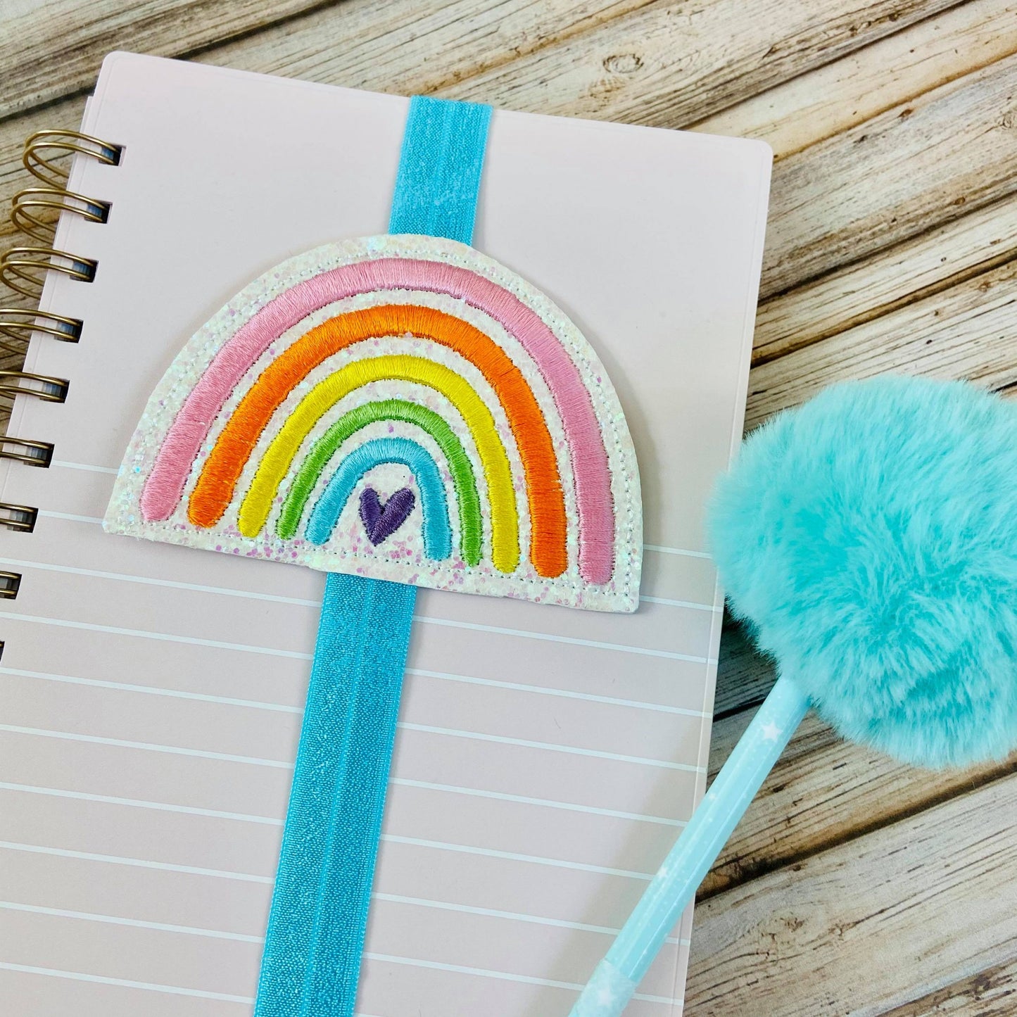 Boho Rainbow Heart Book Band - Embroidery Design, Digital File