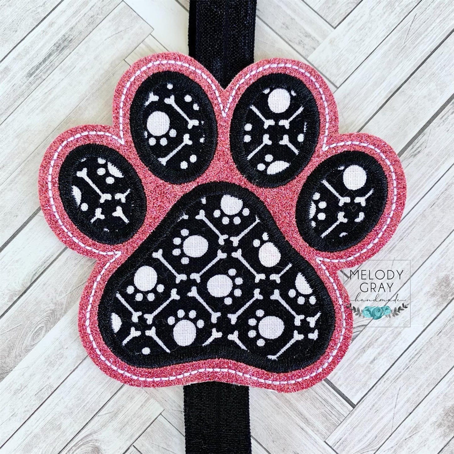 Paw Print Applique Book Band - Embroidery Design, Digital File