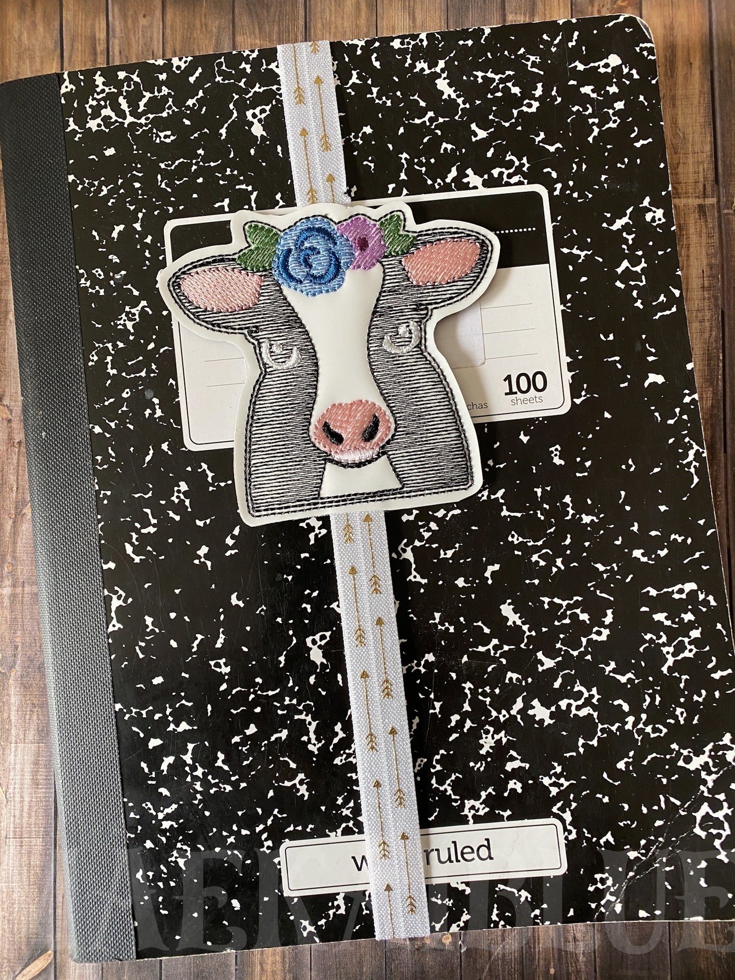 Floral Cow Book Band - Embroidery Design, Digital File