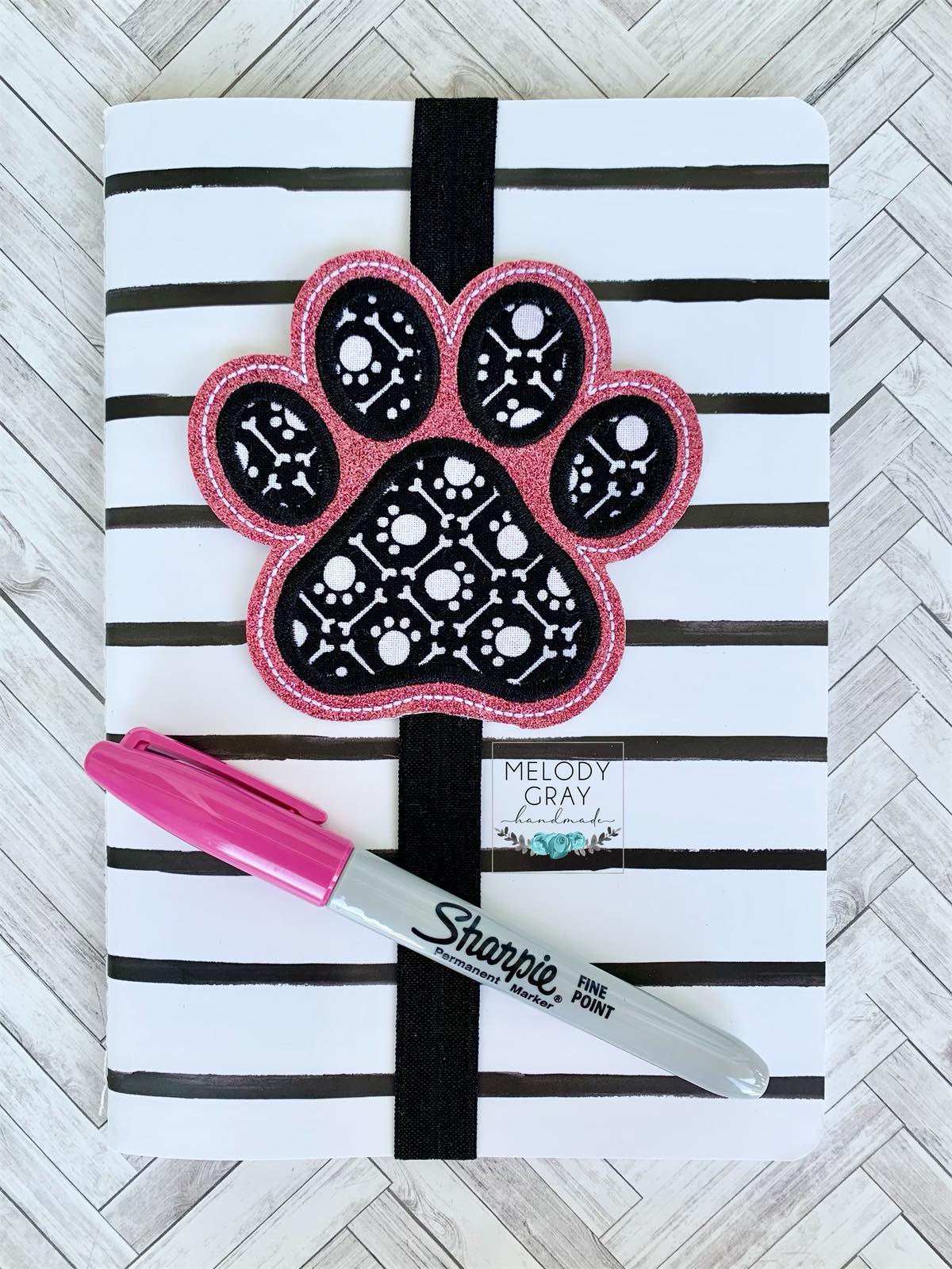 Paw Print Applique Book Band - Embroidery Design, Digital File